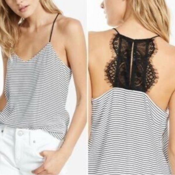 Striped Lace Back Women's Top - Picture 1 of 12